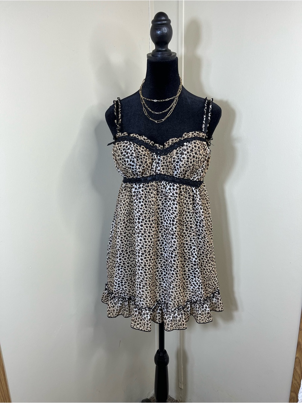 Inner Secrets Leopard Print Slip with Black Trim